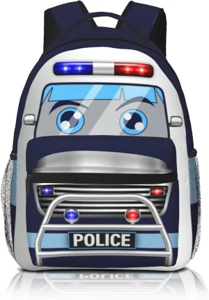 Police Car Preschool Backpack For Boys Kids 3d Cartoon Kids School Bookbag Cute Fun,Comfortable, Water-Resistant And Durable Police Backpack