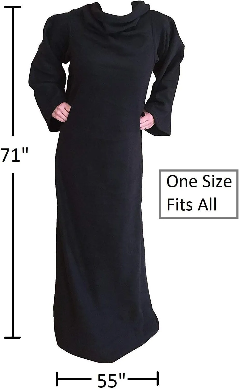 Premium - Deluxe, Super Warm Wearable Reading Blanket with Pockets and Sleeves for Adults (Black)
