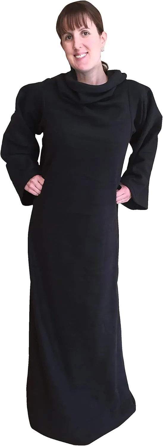 Premium - Deluxe, Super Warm Wearable Reading Blanket with Pockets and Sleeves for Adults (Black)