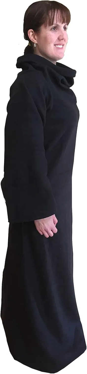 Premium - Deluxe, Super Warm Wearable Reading Blanket with Pockets and Sleeves for Adults (Black)