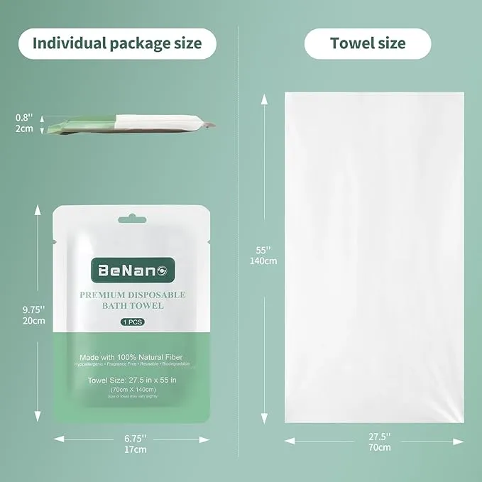 Premium Disposable Towel, 100% USDA Biobased 55 in x 27.5 in Large Bath Towel Travel Towel Washcloth Reusable for Hotel Camping Sports Hiking Beach Massage Salon Gym Biodegradable (3 Pack)