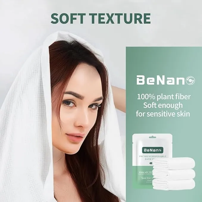 Premium Disposable Towel, 100% USDA Biobased 55 in x 27.5 in Large Bath Towel Travel Towel Washcloth Reusable for Hotel Camping Sports Hiking Beach Massage Salon Gym Biodegradable (7 Pack)