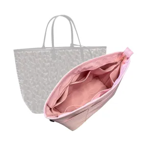 Premium Nylon Bag Organizer for Saint Louis PM Bag Organizer, St Louis GM Tote Bag Insert, Handmade Snug Oval Shaped Water Resistant Nylon Insert Silver Zipper (For St Louis PM, Beige)