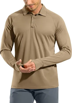 Pudolla Men's Long Sleeve Golf Polo Shirt UPF 50  Lightweight Sun Protection Cool Shirts for Men Work Fishing Hiking