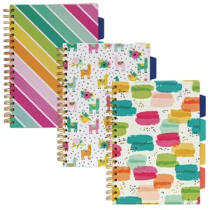 PUKKA PAD® B5 Size Project Book, 4-Subject, Medium/College Rule, Assorted Cover Colors, (100) 9.8 x 6.9 Sheets, 3/Pack