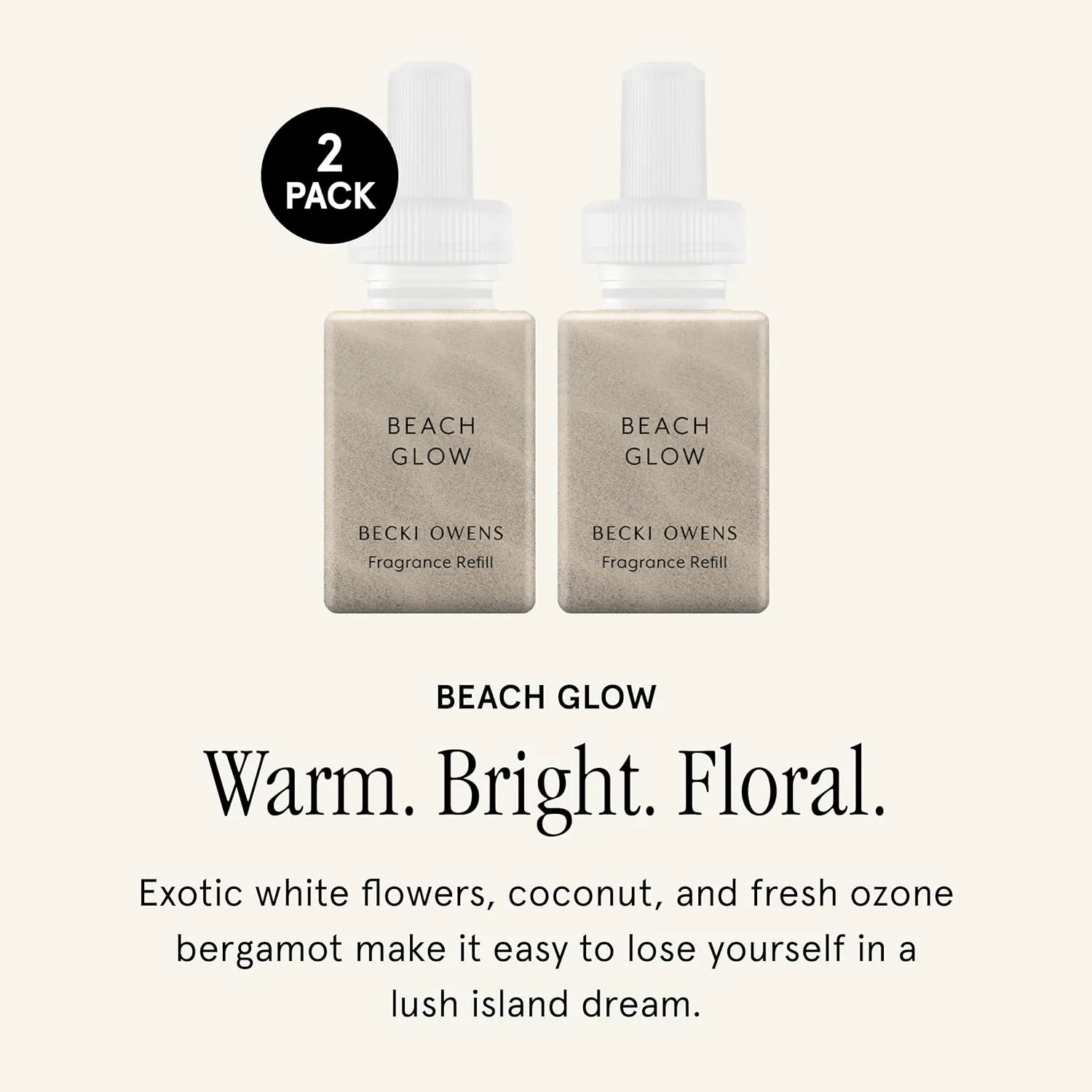 Pura & Becki Owens Home Scent Refill - Smart Home Air Diffuser - Up to 120-Hours of Premium Fragrance per Refill - Household Essential - Clean & Safe Diffuser Fragrance - 2 Pack, Beach Glow