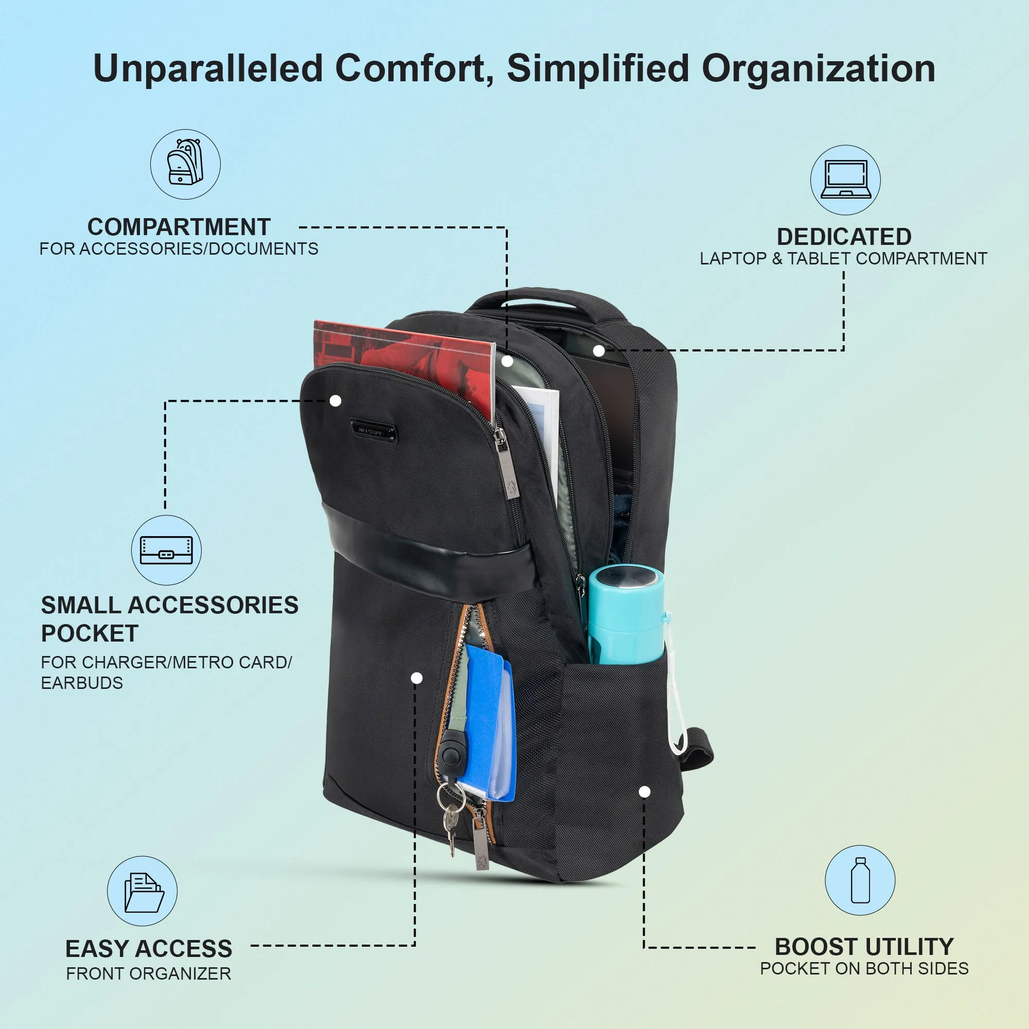 Red Tape 16 Inch Laptop Backpack for Men & Women | Premium Quality, Detailed Organiser, Large Compartments, Ideal Bag for Office & Business Travel