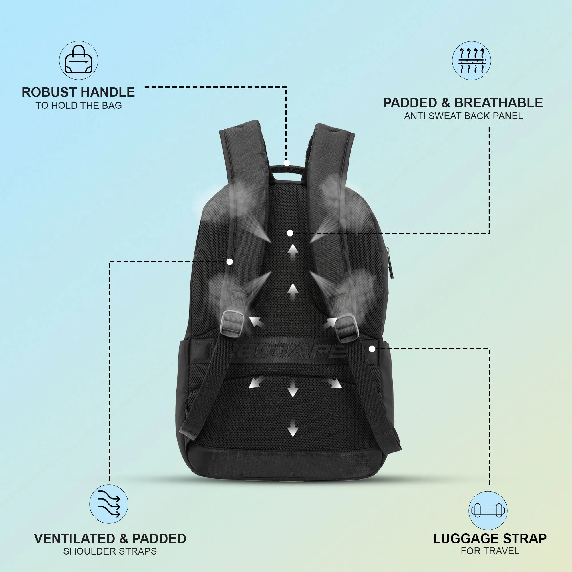 Red Tape 16 Inch Laptop Backpack for Men & Women | Premium Quality, Detailed Organiser, Large Compartments, Ideal Bag for Office & Business Travel