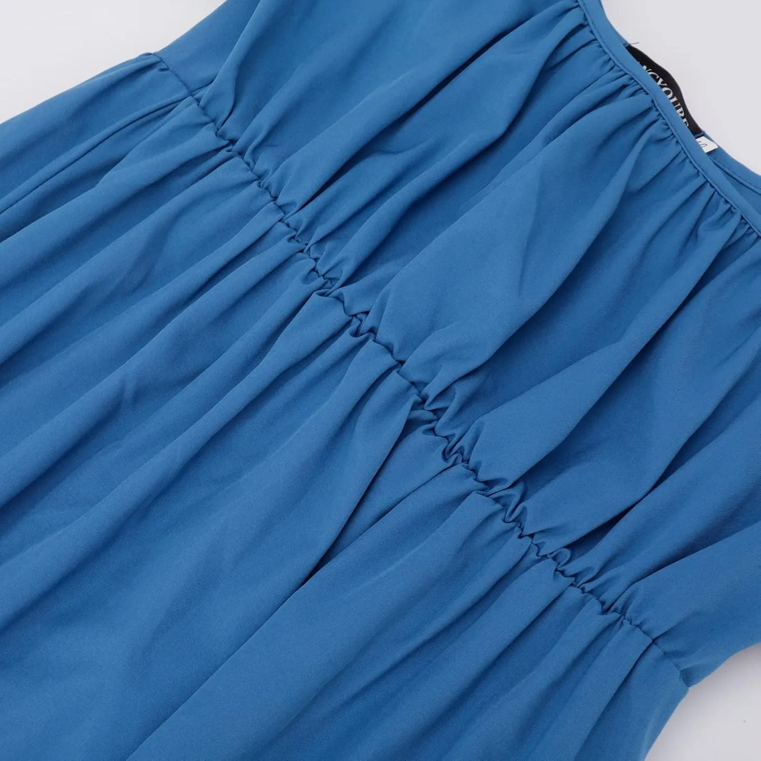 Regency Dresses for Women with Satin Sash Ruffled Puff Sleeve Empire Waist Dress Gown