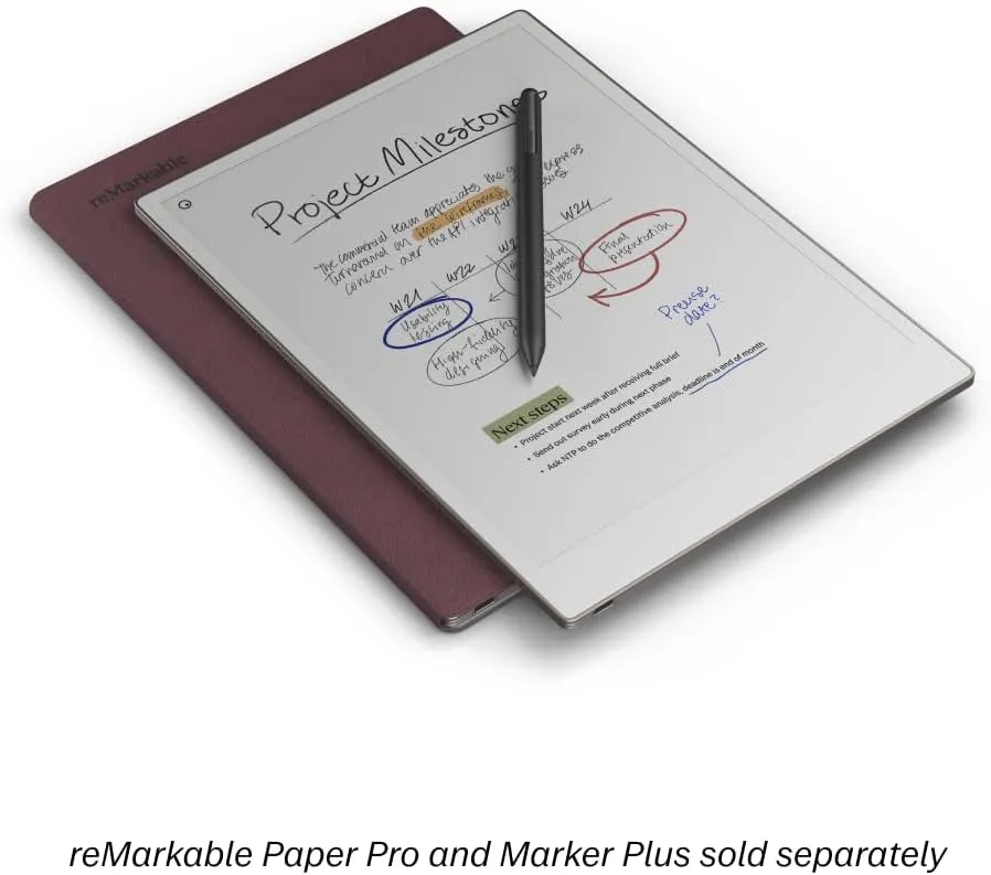 reMarkable Paper Pro - Mosaic Weave Book Folio for Your 11.8'' Paper Tablet - Burgundy