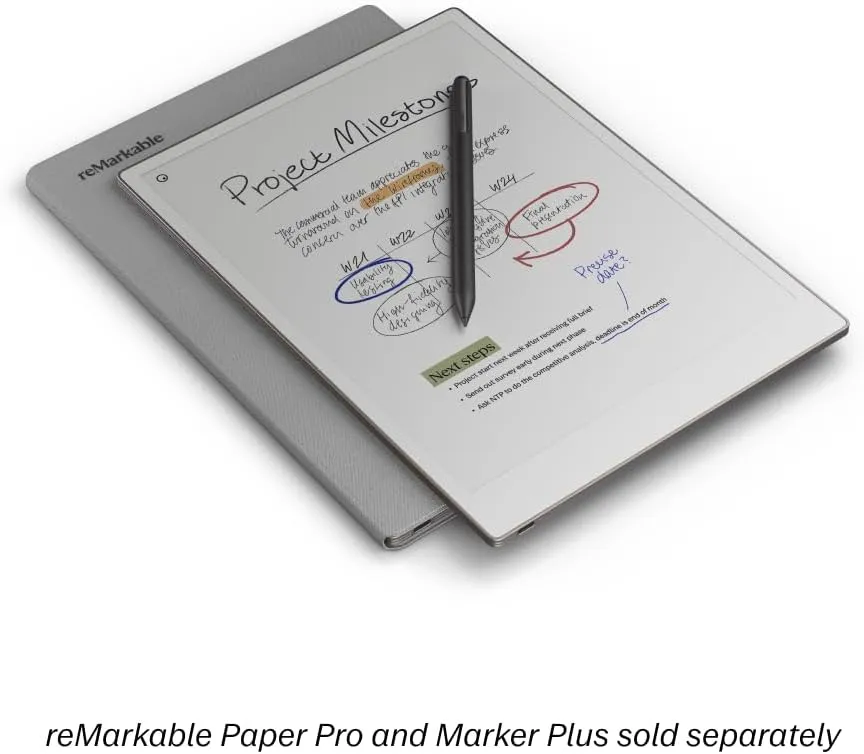 reMarkable Paper Pro - Polymer Weave Book Folio for Your 11.8'' Paper Tablet - Gray