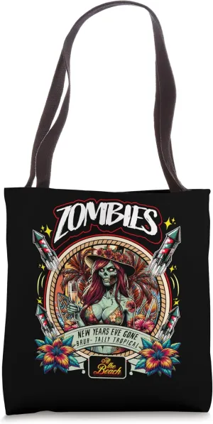 Retro Circle - New Years Eve Gone Bruh-tally Tropical - Tote Bag