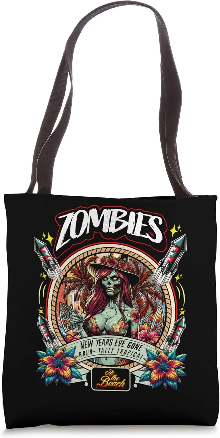 Retro Circle - New Years Eve Gone Bruh-tally Tropical - Tote Bag