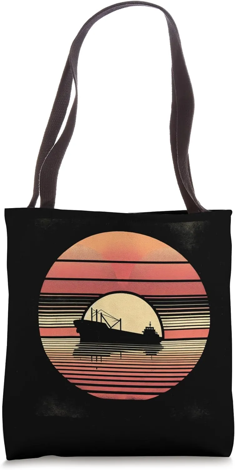 Retro Maritime Sunset Tote Bag