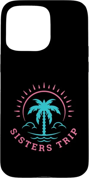Retro Sunset Matching Sisters Trip Summer Surfing Case for iPhone 15 Pro Max
