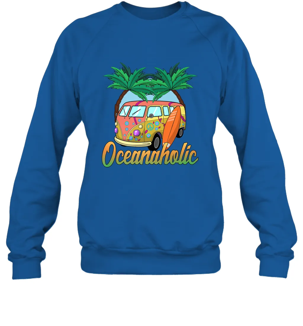 Retro Surfer Love Surfing Beach Party Tropical Vacay Crewneck Sweatshirt