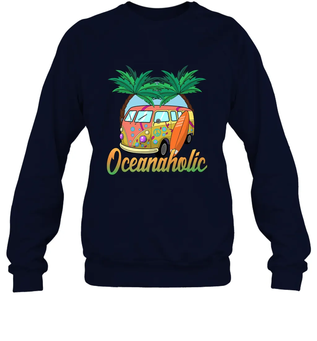 Retro Surfer Love Surfing Beach Party Tropical Vacay Crewneck Sweatshirt