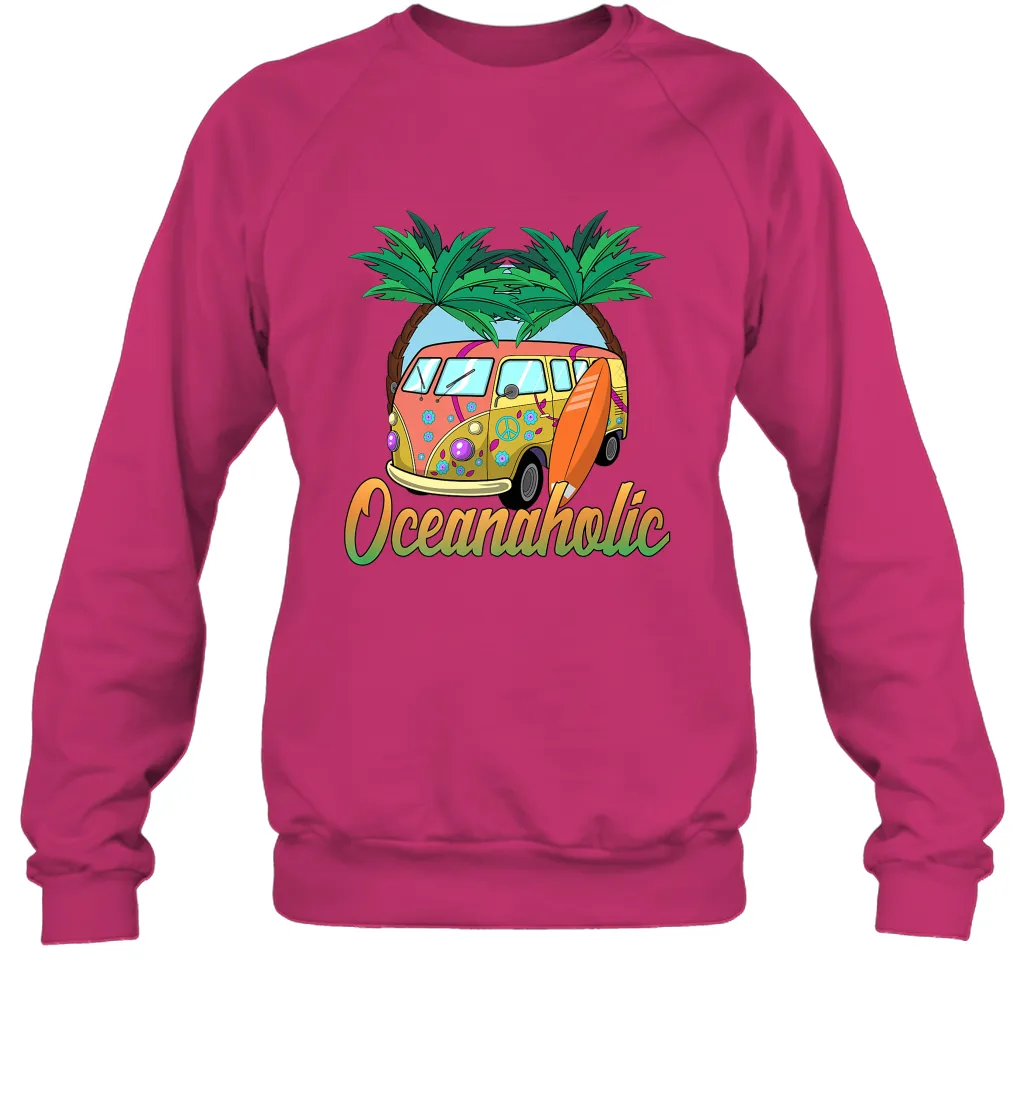 Retro Surfer Love Surfing Beach Party Tropical Vacay Crewneck Sweatshirt