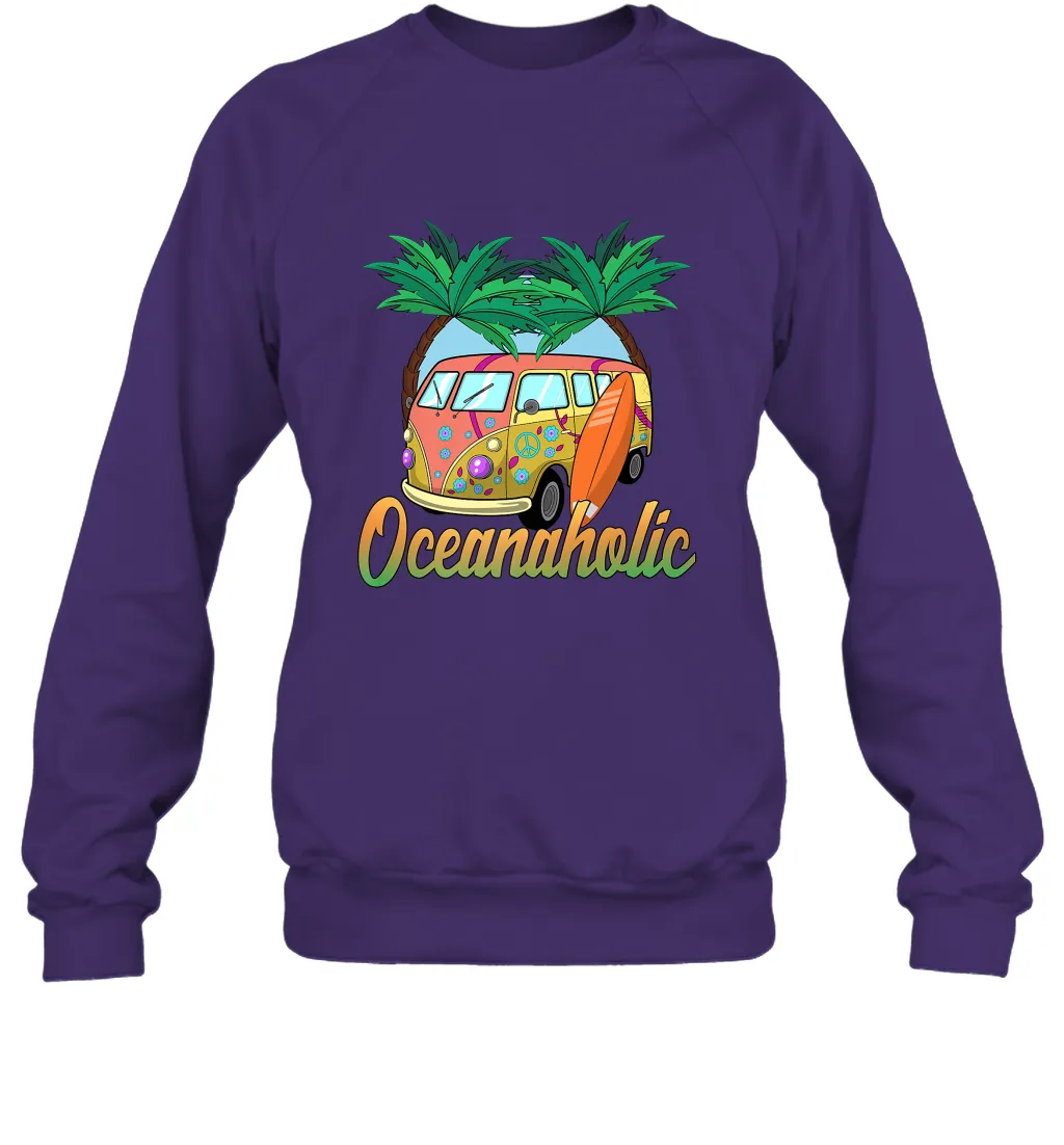 Retro Surfer Love Surfing Beach Party Tropical Vacay Crewneck Sweatshirt