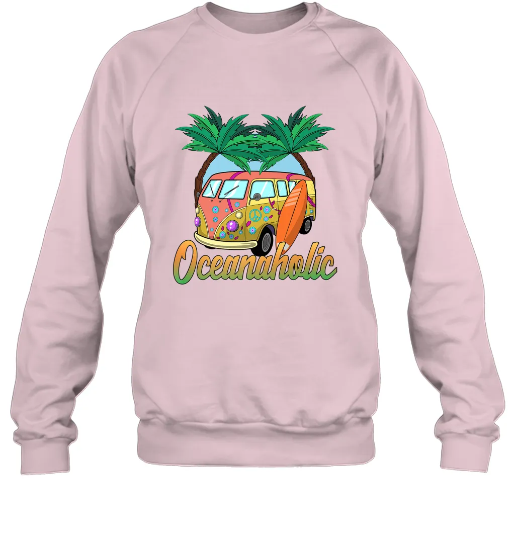 Retro Surfer Love Surfing Beach Party Tropical Vacay Crewneck Sweatshirt