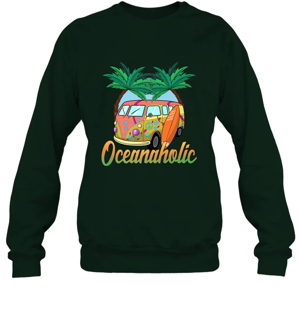 Retro Surfer Love Surfing Beach Party Tropical Vacay Crewneck Sweatshirt