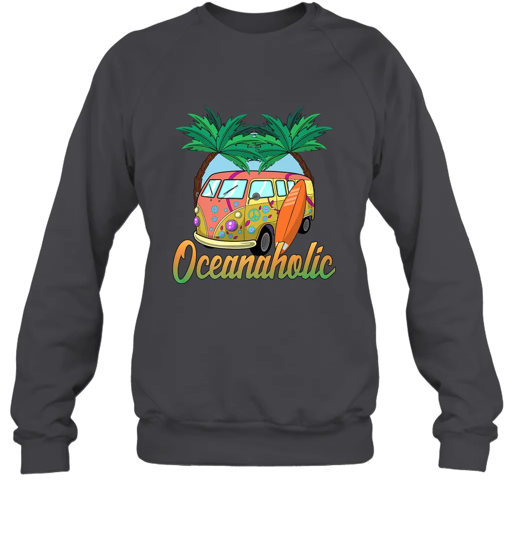 Retro Surfer Love Surfing Beach Party Tropical Vacay Crewneck Sweatshirt