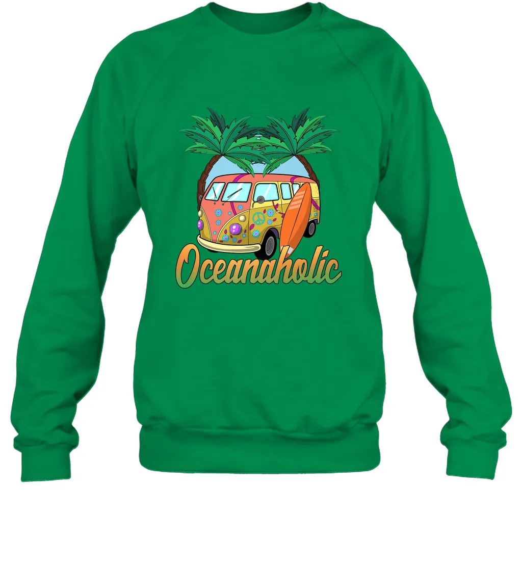Retro Surfer Love Surfing Beach Party Tropical Vacay Crewneck Sweatshirt