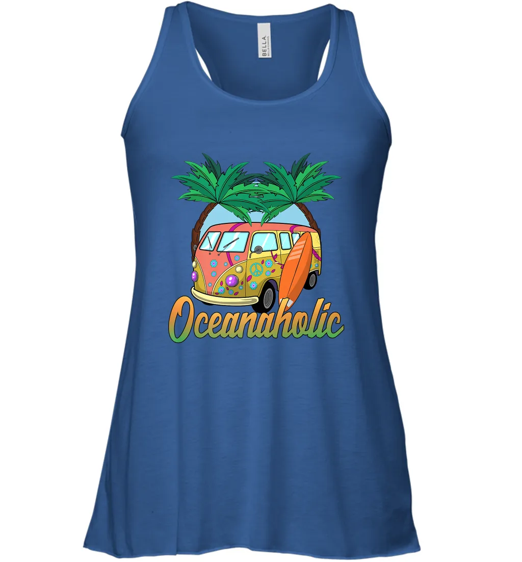 Retro Surfer Love Surfing Beach Party Tropical Vacay Women's Racerback Tank