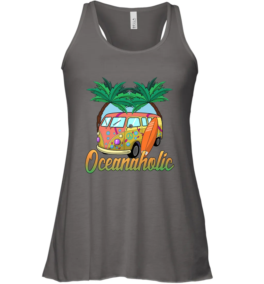 Retro Surfer Love Surfing Beach Party Tropical Vacay Women's Racerback Tank