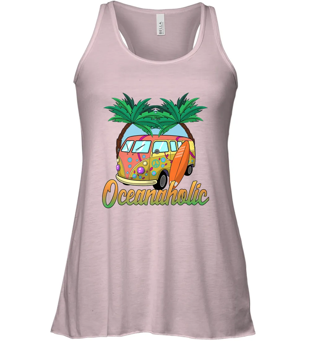 Retro Surfer Love Surfing Beach Party Tropical Vacay Women's Racerback Tank
