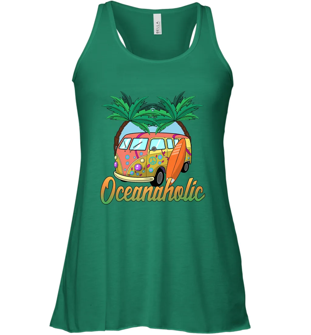 Retro Surfer Love Surfing Beach Party Tropical Vacay Women's Racerback Tank