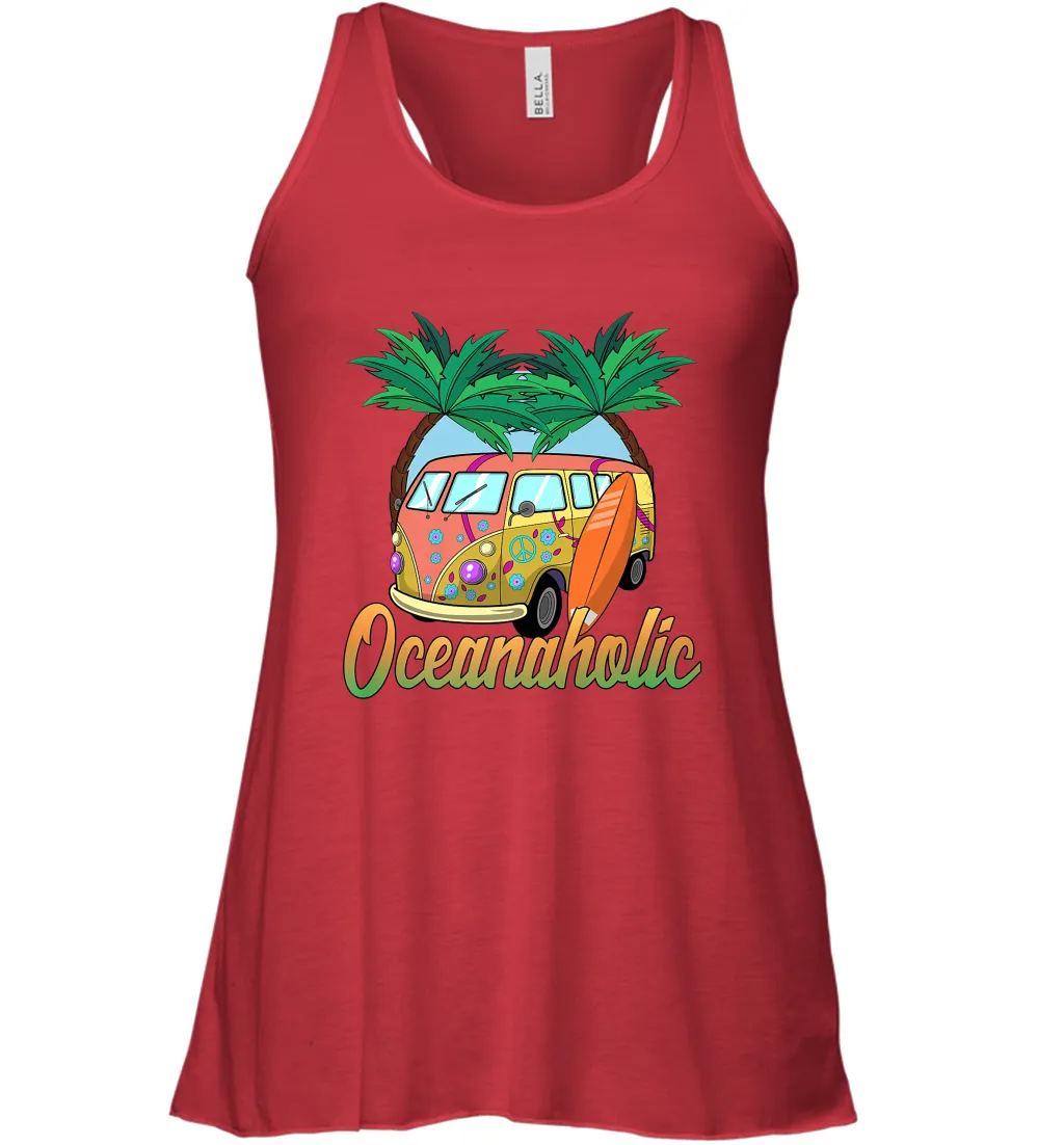 Retro Surfer Love Surfing Beach Party Tropical Vacay Women's Racerback Tank