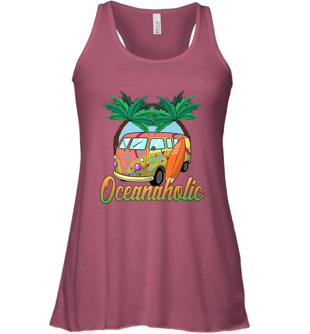 Retro Surfer Love Surfing Beach Party Tropical Vacay Women's Racerback Tank