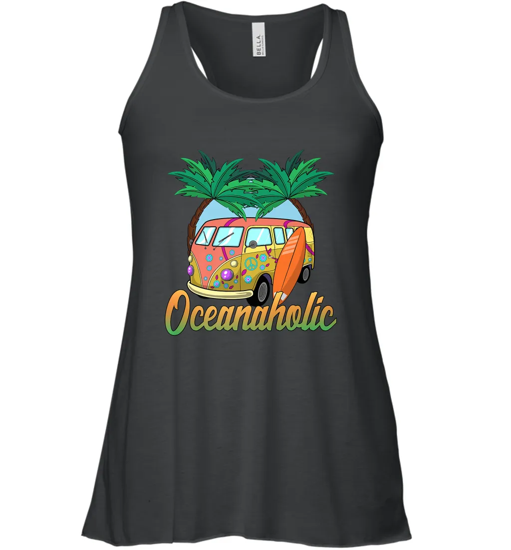 Retro Surfer Love Surfing Beach Party Tropical Vacay Women's Racerback Tank