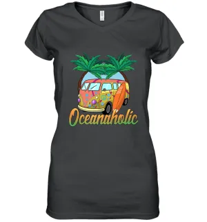 Retro Surfer Love Surfing Beach Party Tropical Vacay Women's V-Neck T-Shirt
