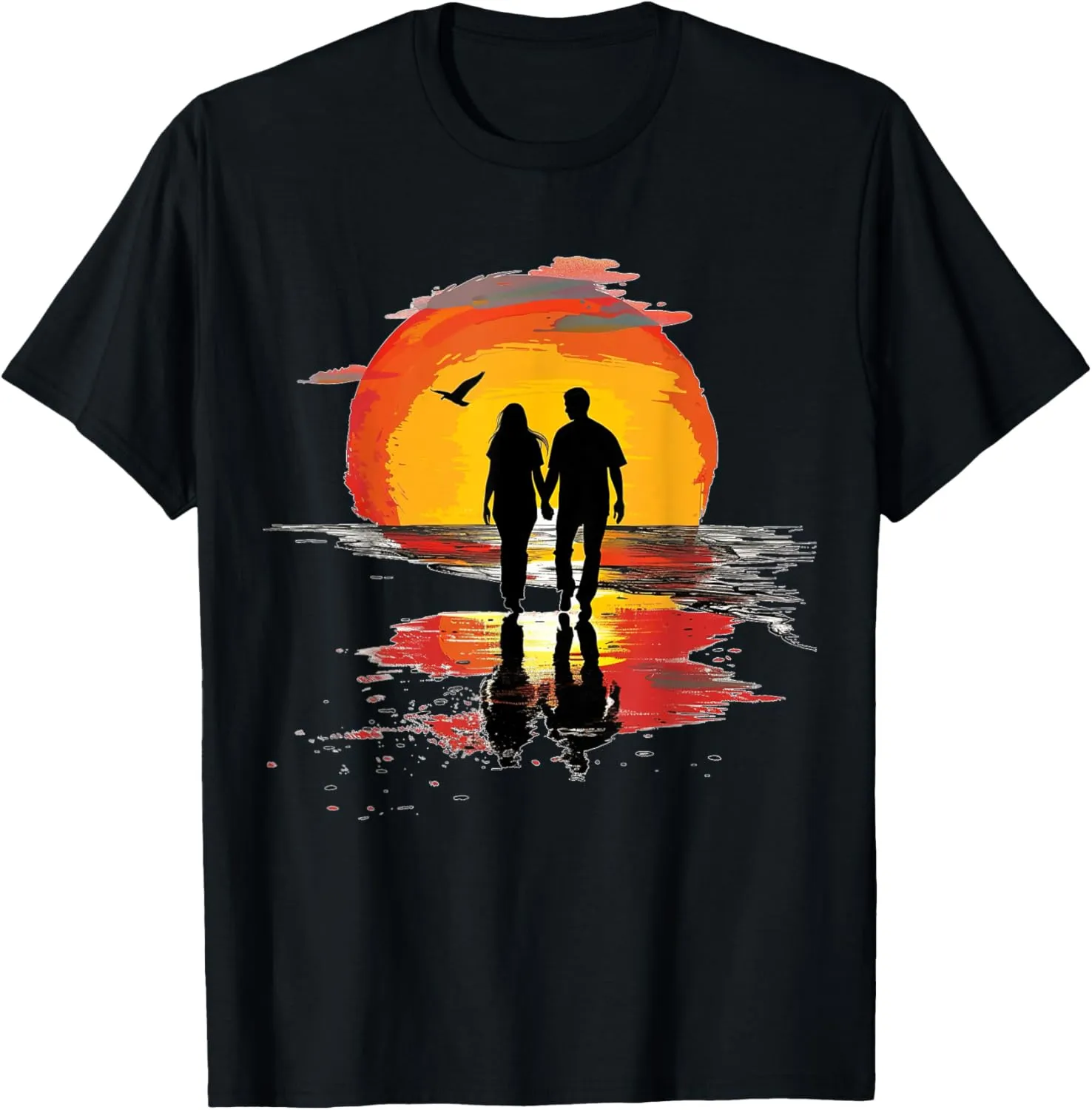 Romantic Couple Walking on a Tropical Beach T-Shirt