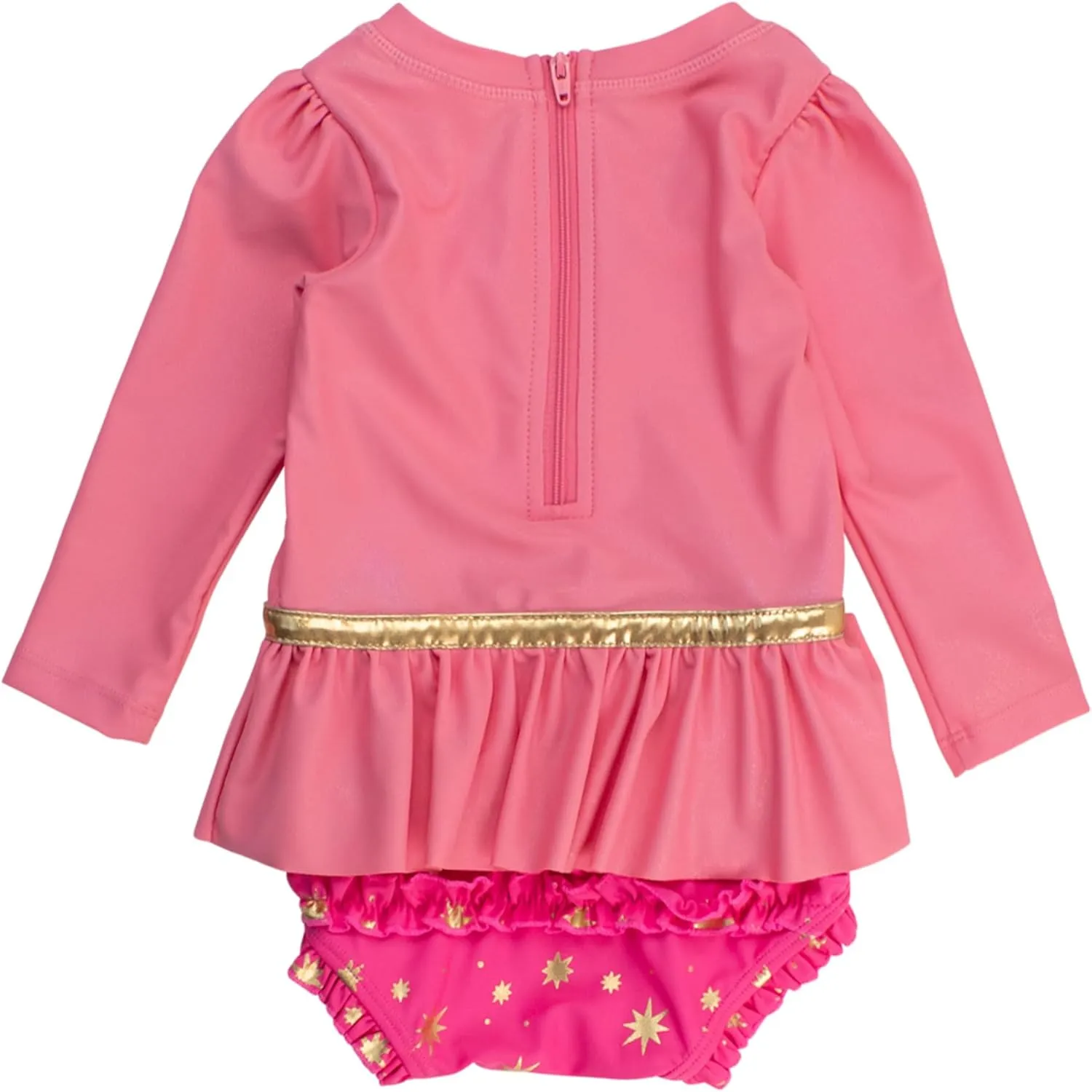 RuffleButts Baby Girls UPF50  Princess Long Sleeve Bow Skirted One Piece Swimsuit