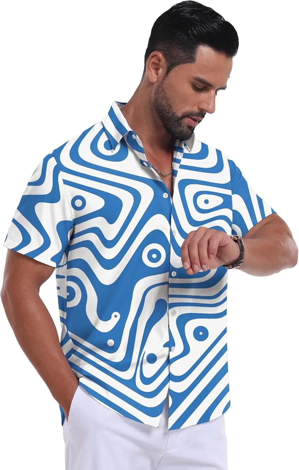 Sailwind Men's Hawaiian Floral Shirts Short Sleeve Button Down Holiday Tropical Beach Shirts