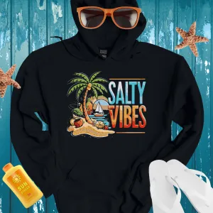 Salty Vibes Hoodie With Vibrant Beach Scene Design