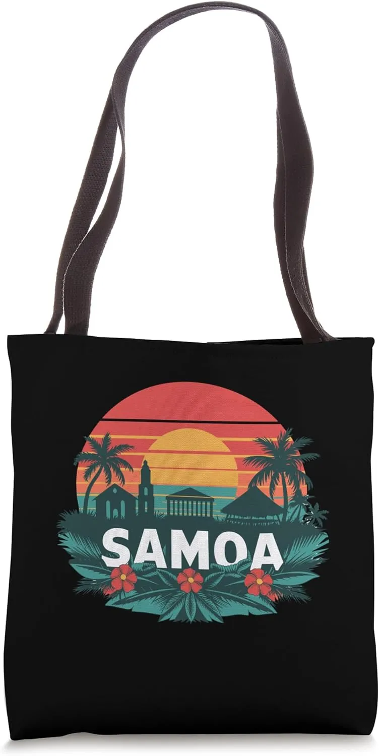Samoa Tropical Beach Sunset Landscape Tote Bag