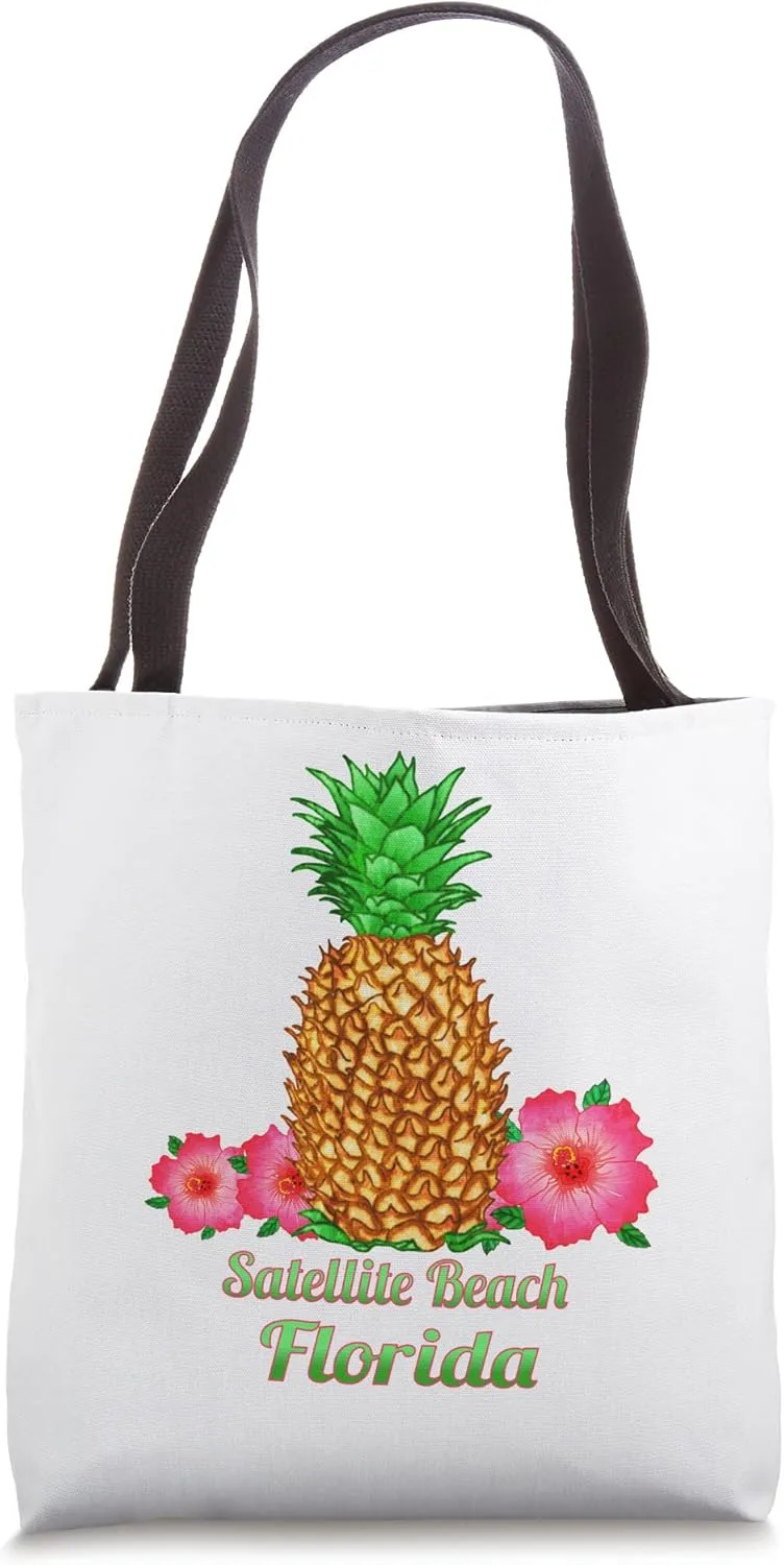 Satellite Beach Florida Pineapple Floral Tote Bag