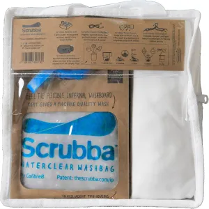 Scrubba Waterclear Wash & Dry Kit – Portable Hand Washing System – Lightweight for Travel, Camping & Hotels – Includes Quick-Dry Towel, Clothesline & Hangers – Eco-Friendly Travel Laundry Essentials