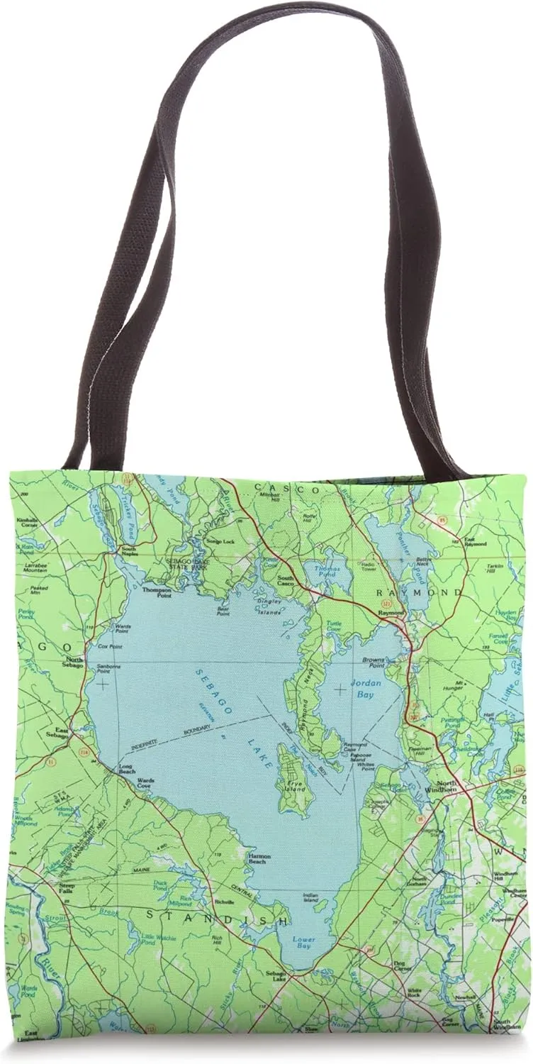Sebago Lake ME Map (1985) Tote Bag