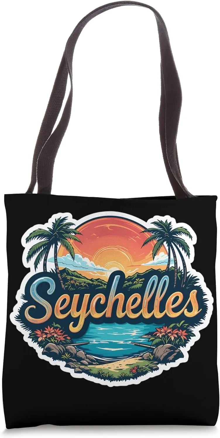 Seychelles Beach Summer Vacation Retro Sunset Sun Souvenir Tote Bag