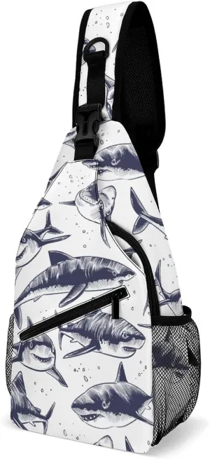 Sharks Sling Backpack Man Womans Crossbody Backpack Chest Bag Running Daypack Shoulder Bag Small Cross Body Bags Outdoor Backpacks