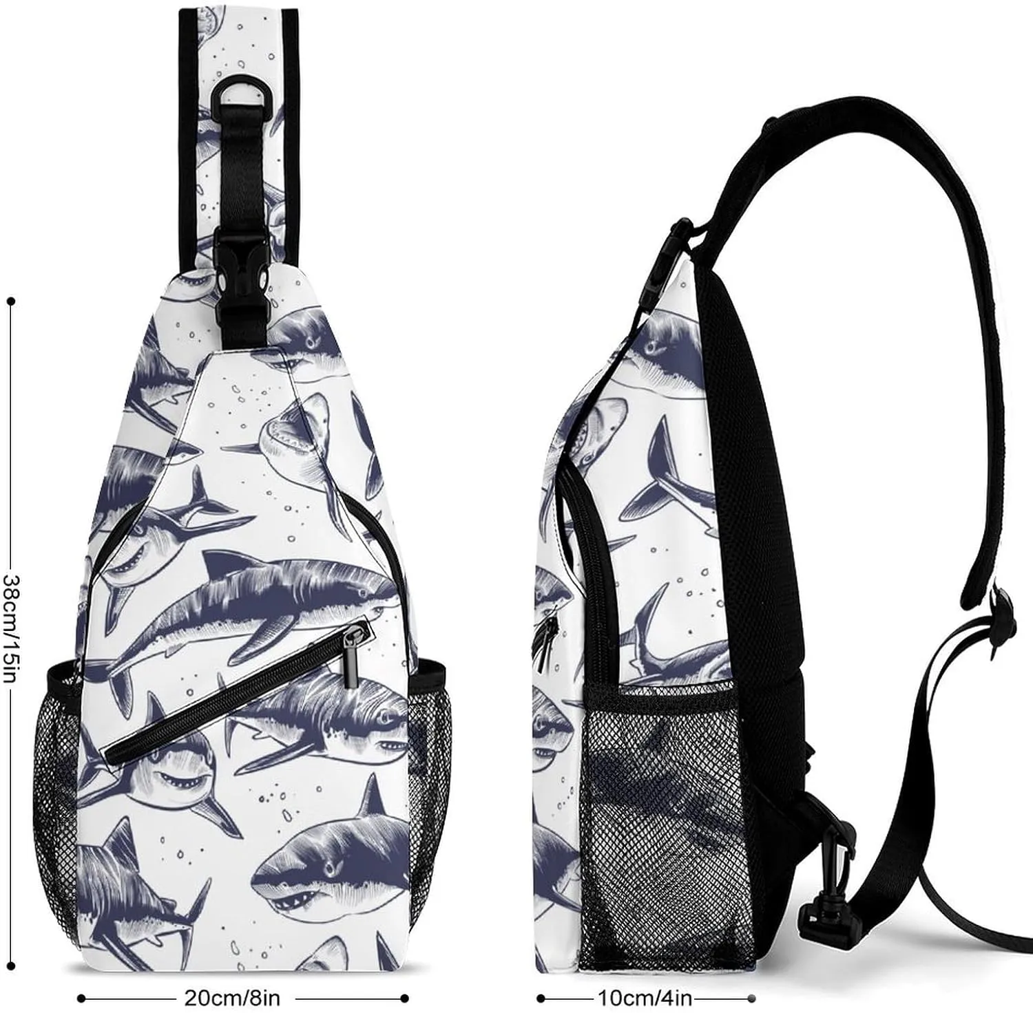Sharks Sling Backpack Man Womans Crossbody Backpack Chest Bag Running Daypack Shoulder Bag Small Cross Body Bags Outdoor Backpacks