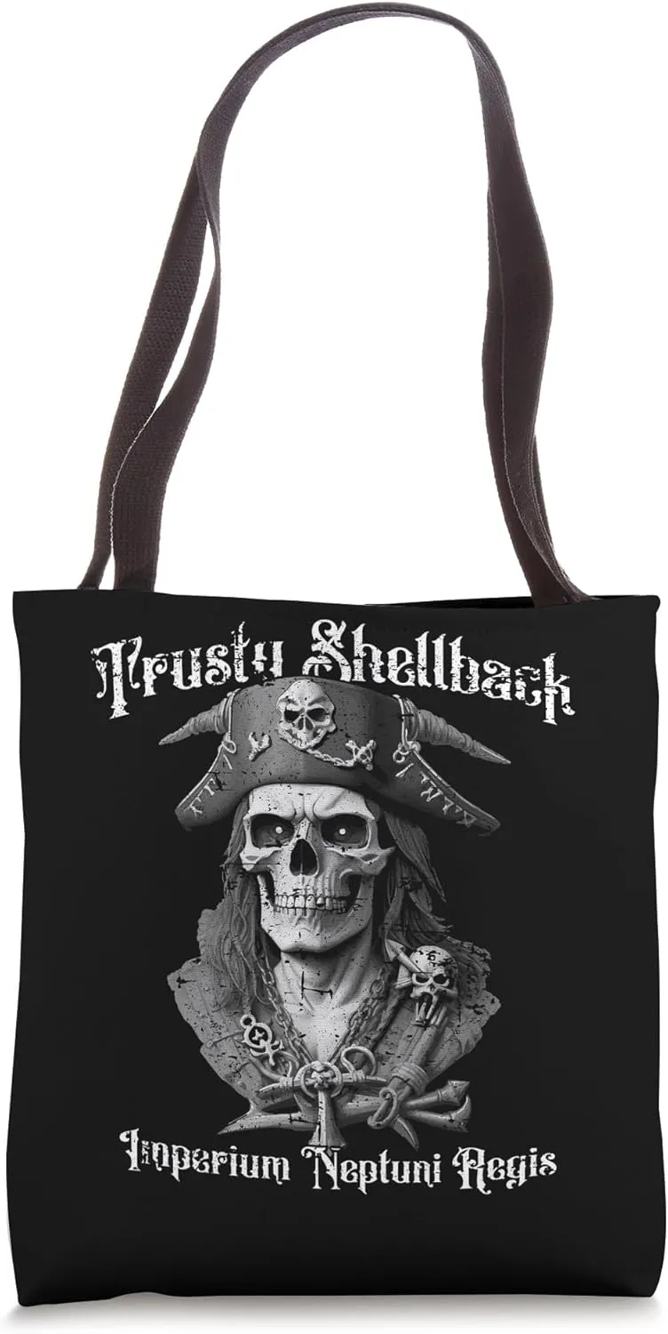 Shellback Equator Crossing Nautical Pirate Skull Design Tote Bag