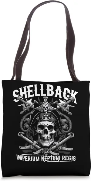 Shellback Equator Crossing Pirate Skull Design Tote Bag