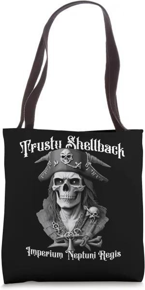 Shellback Equator Crossing Pirate Skull Design Tote Bag