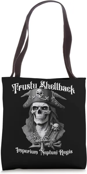 Shellback Equator Crossing Pirate Skull Design Tote Bag